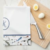 Stijlvolle Abstract Initialen keukenhanddoek (Quarter Fold)