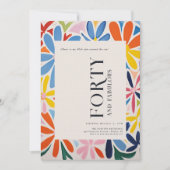 Stijlvolle Abstracte bloemen | 40e verjaardag foto Kaart (Voorkant)