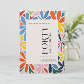 Stijlvolle Abstracte bloemen | 40e verjaardag foto Kaart (Staand voorkant)