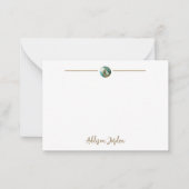 Stijlvolle Abstracte gouden & Blauwgroen Orb Notitiekaartje (Voorkant)
