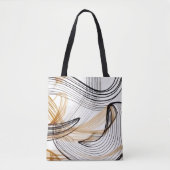 Stijlvolle abstracte herfstlijn kunst tote bag (Voorkant)