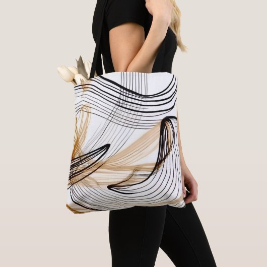 Stijlvolle abstracte herfstlijn kunst tote bag (Dichtbij)