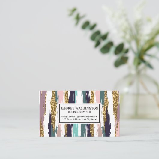 Stijlvolle Abstracte kleurenlijnen Visitekaartje (Staand voorkant)