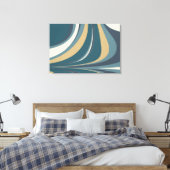 Stijlvolle Abstracte marmer in Blauwgroen en goud Canvas Afdruk (Insitu (Slaapkamer))