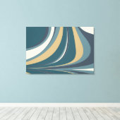 Stijlvolle Abstracte marmer in Blauwgroen en goud Canvas Afdruk (Insitu (Houten vloer))