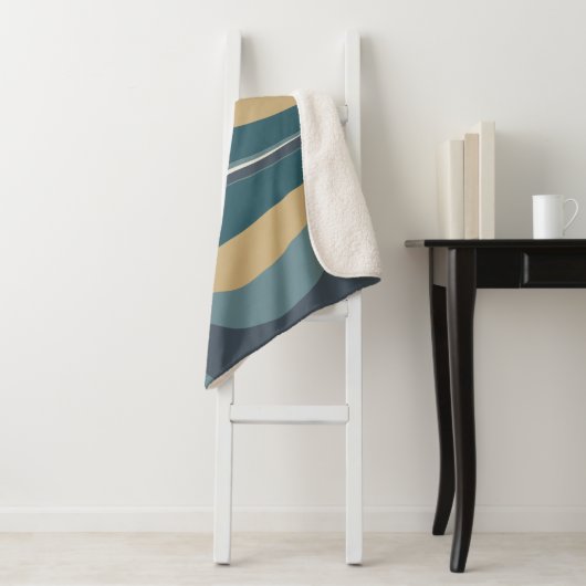 Stijlvolle Abstracte marmer in Blauwgroen en goud Sherpa Deken (In situ)