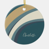 Stijlvolle Abstracte marmerkunst in Blauwgroen, sp Keramisch Ornament (Voorkant)