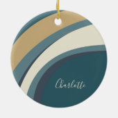 Stijlvolle Abstracte marmerkunst in Blauwgroen, sp Keramisch Ornament (Achterkant)