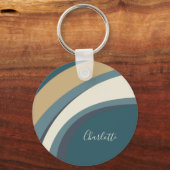 Stijlvolle Abstracte marmerkunst in Blauwgroen, sp Sleutelhanger (Voorkant)