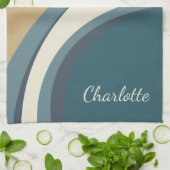 Stijlvolle Abstracte marmerkunst in Blauwgroen, sp Theedoek (Gevouwen)