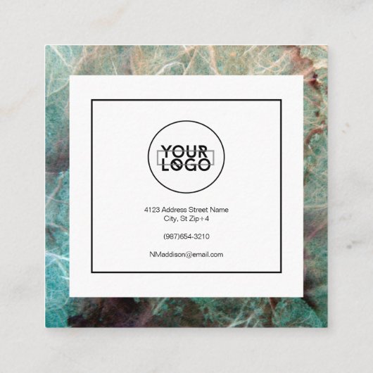 Stijlvolle, Abstracte moderne marmer Vierkante Visitekaartje (Achterkant)