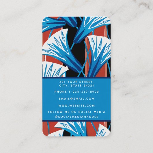 Stijlvolle Abstracte Retro Bloemen Waterverf Visitekaartje (Achterkant)