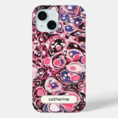 Stijlvolle Abstracte Roze Blauwe Marmeren Naam Case-Mate iPhone Case (Achterkant)