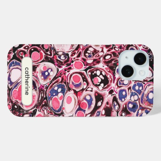 Stijlvolle Abstracte Roze Blauwe Marmeren Naam Case-Mate iPhone Case (Achterkant (horizontaal))