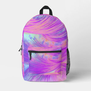 Stijlvolle Abstracte Veren Roze Paarse Bedrukte Rugzak
