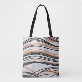 Stijlvolle abstracte vloeiende lijn kunst chique h tote bag