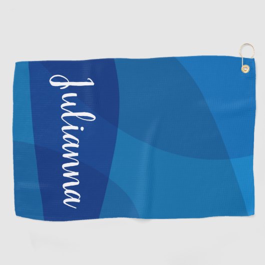 Stijlvolle Abstracte vormen in blauwe, persoonlijk Golfhanddoek (Horizontaal)