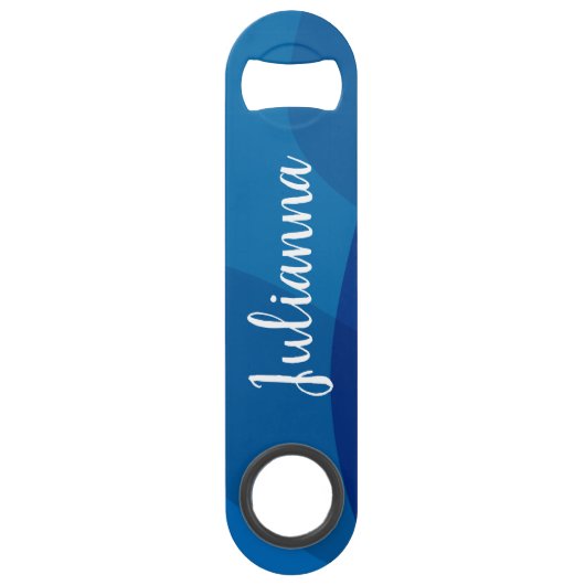 Stijlvolle Abstracte vormen in blauwe, persoonlijk Speed Flessenopener (Voorkant)