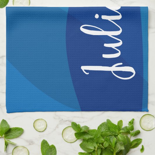 Stijlvolle Abstracte vormen in blauwe, persoonlijk Theedoek (Gevouwen)