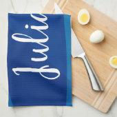 Stijlvolle Abstracte vormen in blauwe, persoonlijk Theedoek (Quarter Fold)