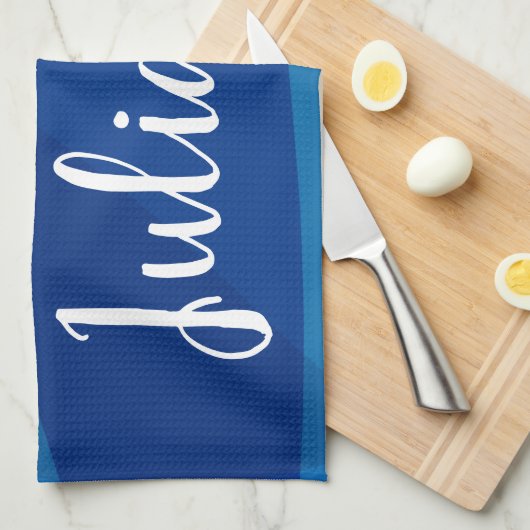 Stijlvolle Abstracte vormen in blauwe, persoonlijk Theedoek (Quarter Fold)