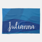 Stijlvolle Abstracte vormen in blauwe, persoonlijk Theedoek (Horizontaal)