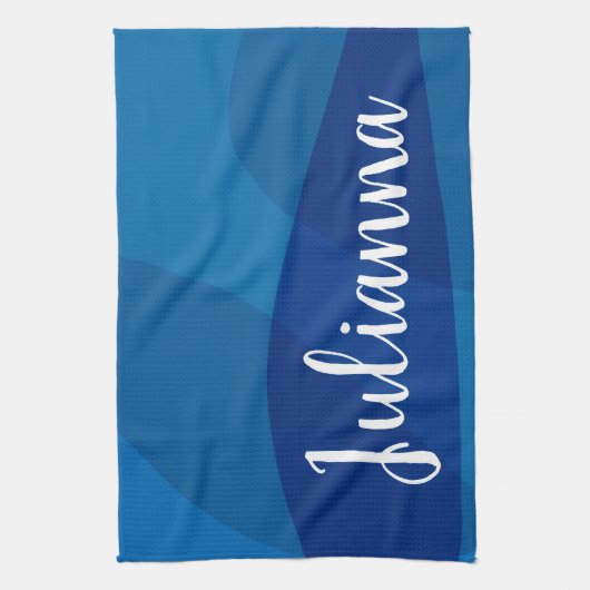 Stijlvolle Abstracte vormen in blauwe, persoonlijk Theedoek (Verticaal)