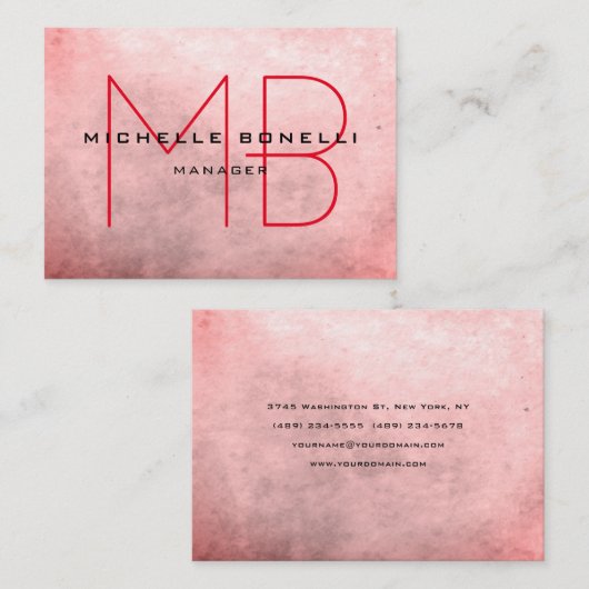 Stijlvolle achtergrond Modern Monogram Professiona Visitekaartje (Voorkant / Achterkant)