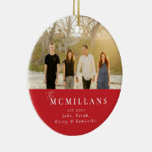 Stijlvolle achternaam vakantiepatroon Kerstmis Keramisch Ornament (Rechts)