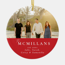Stijlvolle achternaam vakantiepatroon Kerstmis Keramisch Ornament
