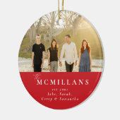 Stijlvolle achternaam vakantiepatroon Kerstmis Keramisch Ornament (Links)