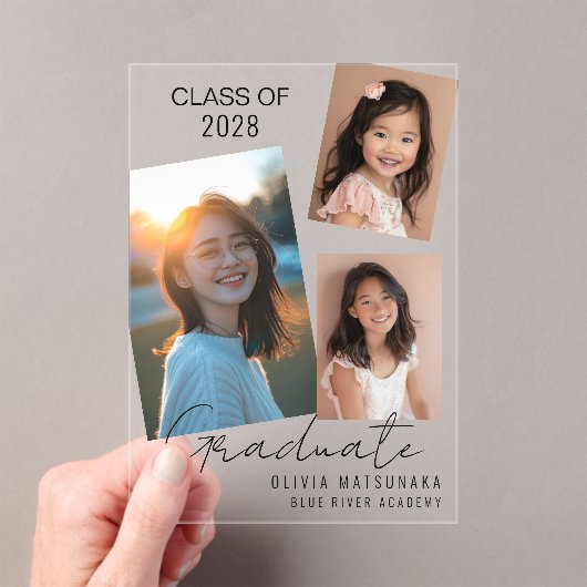 Stijlvolle Acryl Afstuderen Aankondiging (blk font (Insitu (Draagbaar))