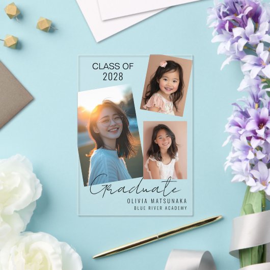 Stijlvolle Acryl Afstuderen Aankondiging (blk font (Insitu (Huwelijk))