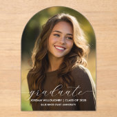 Stijlvolle Acrylic Arch Afstuderen Aankondiging (Voorkant)