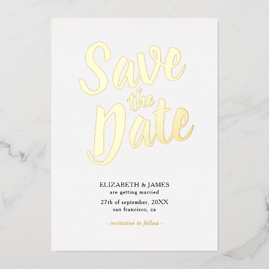 Stijlvolle afbeelding bespaart de datum waarop Gol Folie Uitnodiging (Voorkant)