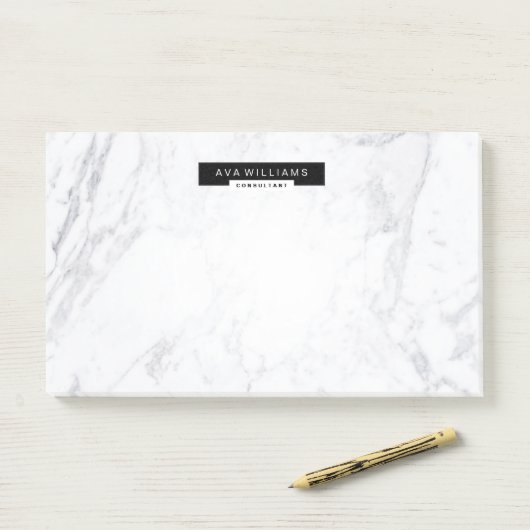 Stijlvolle afbeelding met minimalistische marmer: post-it® notes (Op bureau)