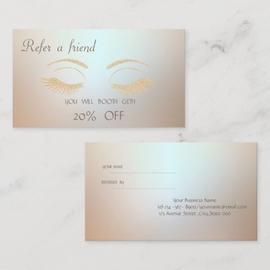 Stijlvolle afbeelding, Stijlvol, Glitter Lashes Re Aanbevelingskaartje (Voorkant / Achterkant)