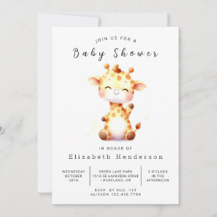 Stijlvolle afdrukbare Giraffe Baby shower Kaart
