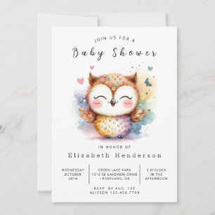 Stijlvolle afdrukbare uil Baby shower Kaart