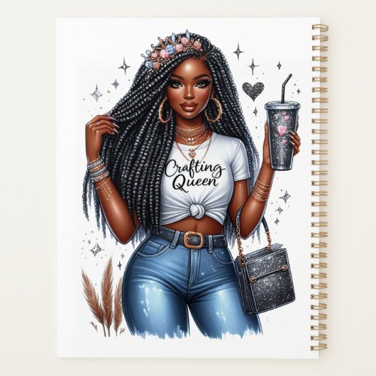 Stijlvolle Afro-Amerikaanse Crafting Queen Brandin Planner (Achterkant)