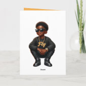 Stijlvolle Afro-Amerikaanse jongen zwart/gouden ve Kaart (Achterkant)