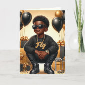 Stijlvolle Afro-Amerikaanse jongen zwart/gouden ve Kaart (Voorkant)