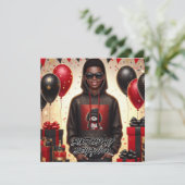 Stijlvolle Afro-Amerikaanse jongen zwart/rood verj Kaart (Staand voorkant)