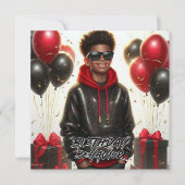 Stijlvolle Afro-Amerikaanse jongen zwart/rood verj Kaart (Voorkant)