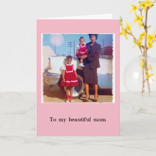 Stijlvolle Afro-Amerikaanse Moederdag Kaart (Gele Bloem)