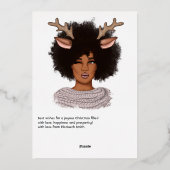 Stijlvolle Afro-Amerikaanse Rendier Kerstmis Folie Feestdagenkaart (Achterkant)