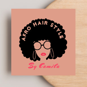Stijlvolle Afro Hair Stylist Beauty Salon Blush Ro Vierkante Visitekaartje