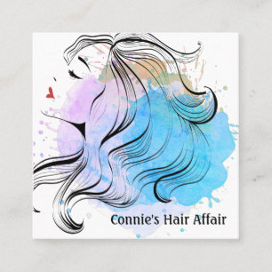Stijlvolle Afspraak Waterverfspat Voor Kapsalon Vierkante Visitekaartje