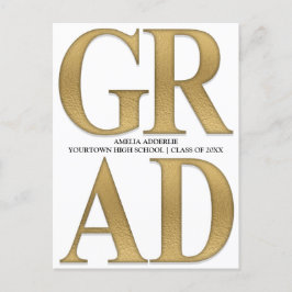 Stijlvolle afstudeeraankondiging uitnodiging wit g briefkaart