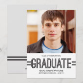 Stijlvolle afstudeerfoto diploma uitnodiging (Voorkant / Achterkant)